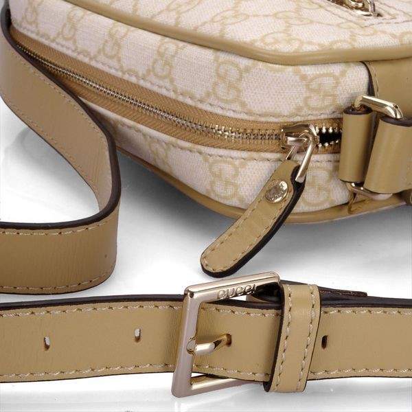1:1 Gucci 201447 Men's Small Shoulder Bag-Beige/Apricot GG Plus